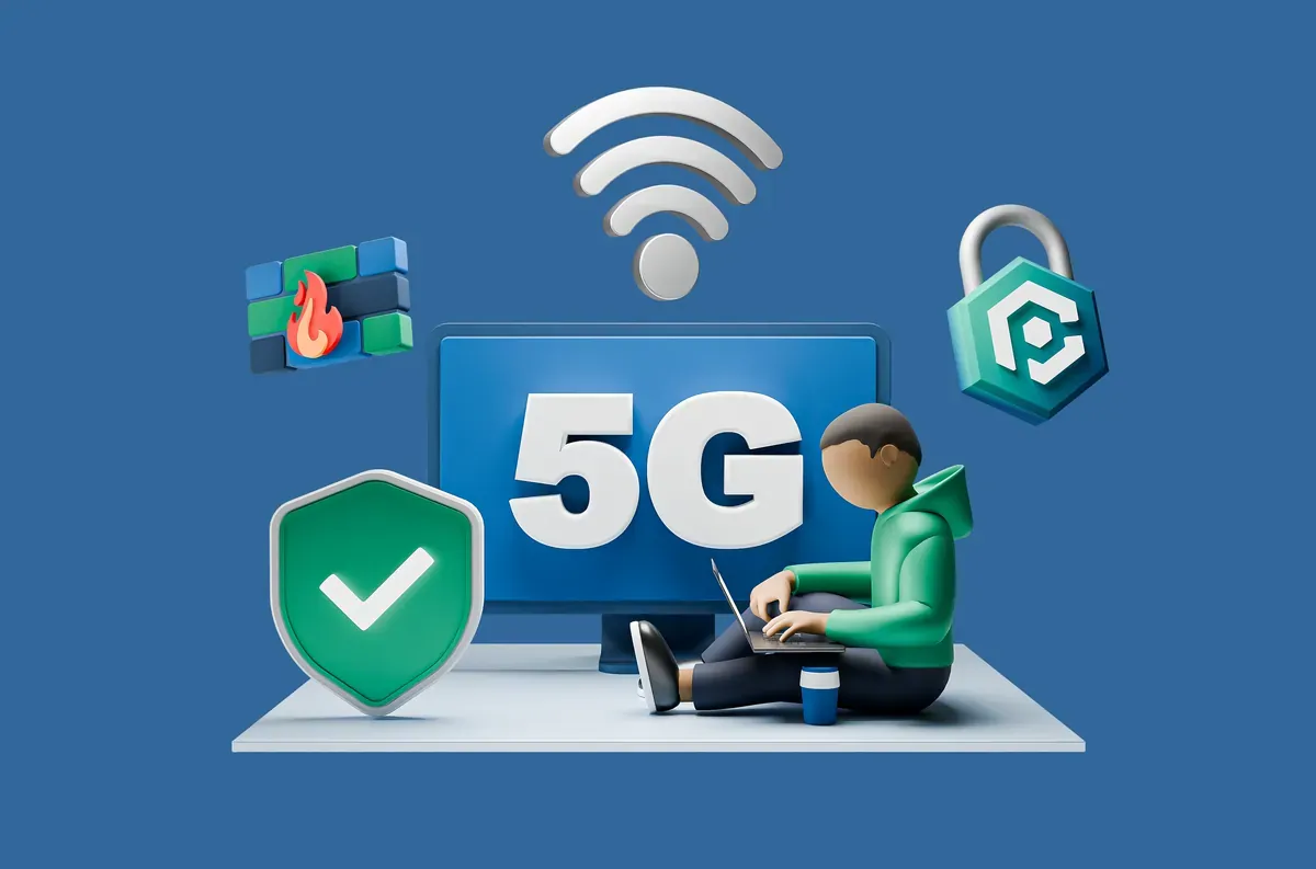 3D illustration of network and perimeter security monitoring